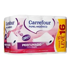 Papel Higiênico Folha Dupla 30m Carrefour Perfumado 16 Unid