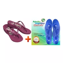 Sandália Chinelo Feminina Magnética Infravermelho Floratta + Palmilha Magnética