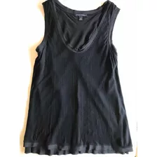 Blusa De Seda Musculosa Negra. T. M. Banana Republic. Envío