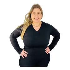 Kit Com 8 Blusa Suéter Feminino Gola V Trico - Plus Size