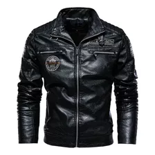 Chamarra De Cuero Para Hombre De Invierno Biker Casual