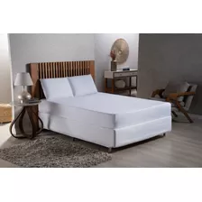 Jogo De Lençol Cama Casal King Box Elástico 400 Fios 3 Peças Cor Branco Desenho Do Tecido Liso