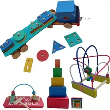 Kit Brinquedo Educativo Cubo, Carreta, Aramado E Bate Bola