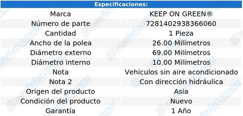 Polea Banda 69.00 Mm Peugeot 206 L4 1.6l S/aa 01-09 Kg Foto 4