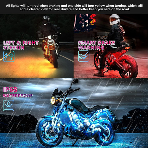 8 Kits De Luces Led Rgb Para Motocicleta Con Control De Apli Foto 3