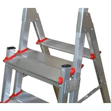 Escada Aluminio 3 Duplos Degraus Reforçada E Segura
