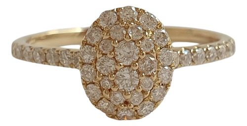Anel Chuveiro Oval De Ouro 18k 750 E Diamantes 0,40ct Amarelo 15
