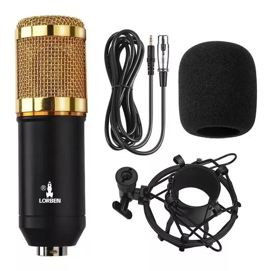 Microfone Lorben Bm-800 Condensador Cardióide Preto/dourado