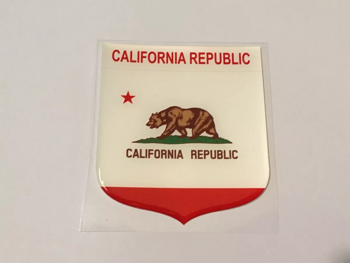Adesivo Resinado Escudo Da Bandeira Da Califórnia 8x7 Cm