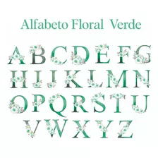 Kit Digital Alfabeto Floral Verde