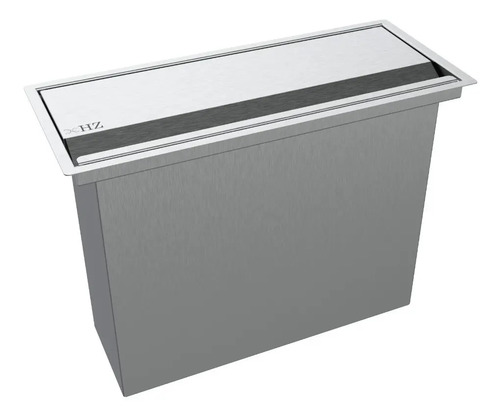Lixeira Retangular De Embutir Bancada Inox 10,5 L Cinza