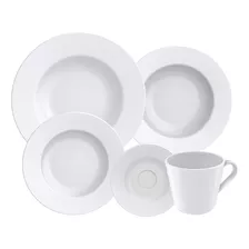 Jogo De Jantar 20 Peças Tramontina Porcelana Maria Augusta Cor Branco Liso