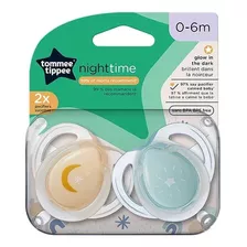 Chupon 0 A 6 M Nocturno Anatomico Tommee Tippee - Pack 2 Uni