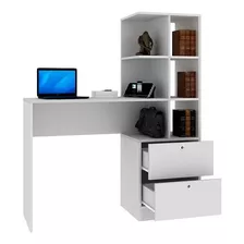 Mesa Para Computador Home Office 1 Gaveta Com Estante Branco
