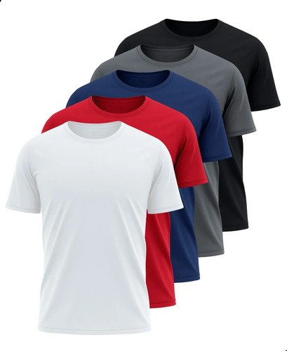 Kit 5 Camisetas Básicas Masculina Dry Fit Lisa Tradicional Variado M