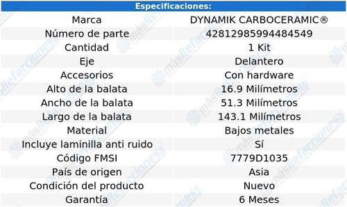 Balatas Bajos Metales Delanteras Optra L4 2.0l 04 Al 10 Foto 3