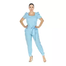 Conjunto Scrub Manga Princesa Bufante Azul Bebê