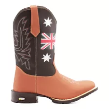 Bota Texana Country Novidade Boi Café Com Boné Brinde