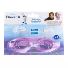 Lentes Natación De Lycra + Clip Y Tapón Frozen +3 A Oficial