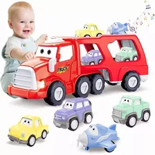 Juguete De Camión De Transporte Con 4 Coches Pequeños Niños Color Multicolor
