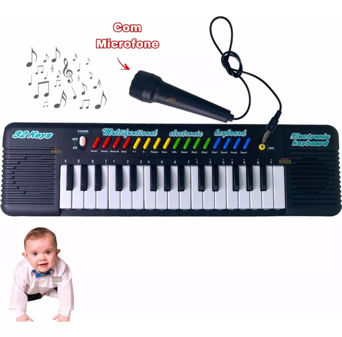 Piano Teclado Musical Infantil Crianças Com Microfone Novo