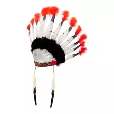 Penacho Indio Jefe Plumas Diadema Disfraz India Jefe Cacique Pluma Blanca