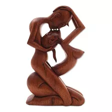 Novica Escultura Grande De Madera De Suar Romántico Marrón, 