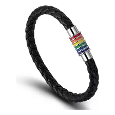 Pulseira Aço 316l Lgbt Pride Orgulho Gay Comprimento 21 Cm Cor Preto Diâmetro 10.5 Cm