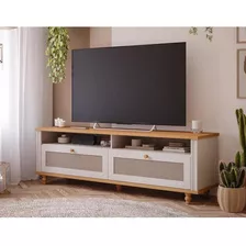 Rack Para Tv Sala Bancada Mdf 180cm Branco Off White Madeira