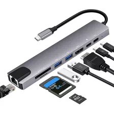 Adaptador Hub Usb-c Puerto 3.0 8 Puertos Usb Ethernet Micro