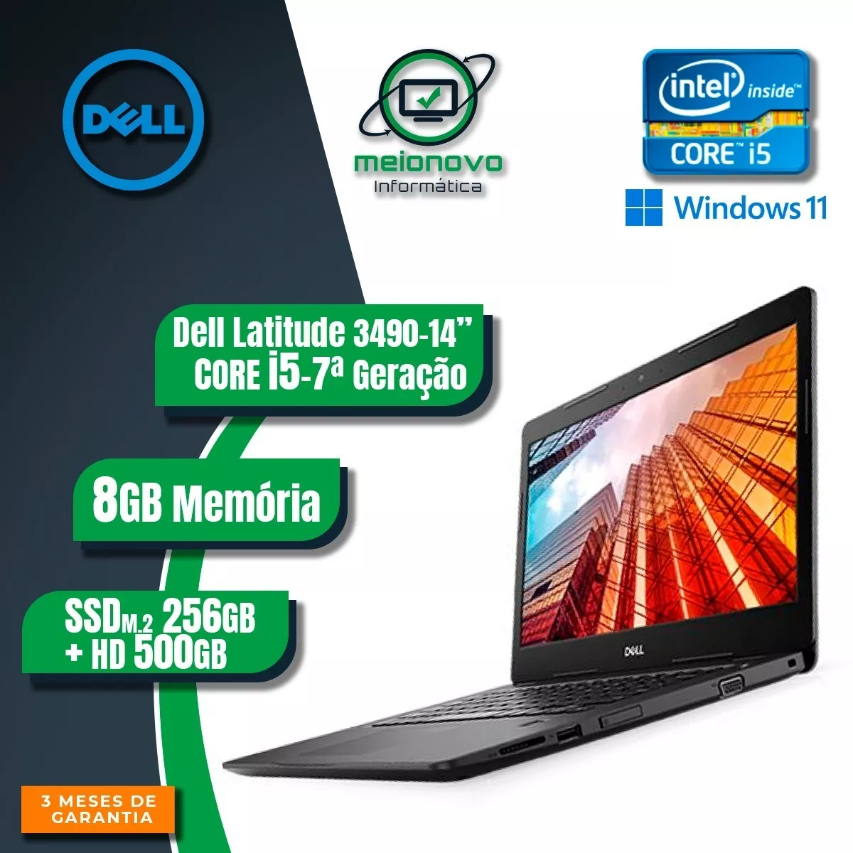 Notebook Dell Latitude 3490 I5 7ª 8gb 256g + 500g Mostruário