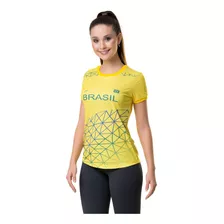 Camiseta Elite Brasil Letter Feminina - Amarelo E Verde