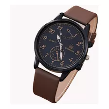 Reloj De Cuarzo Negro Y Cafe + Pulseras/accesorios De Regalo