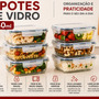 Kit 6 Potes 640ml Vidro Hermético 4 Travas Marmita Refratario Star House Com 4 Travas De Super Vedação Branco