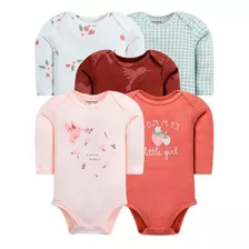 Ropa De Bebe Set 5 Bodys Algodón Niña Manga Larga/maryshopcl