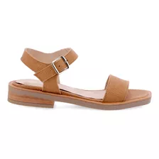 Sandalias De Cuero Taco Bajo Suela De Goma Verano Mujer 