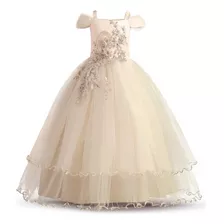 Elegante Vestido De Niña Bordado Con Flores Y Princesa De Fi