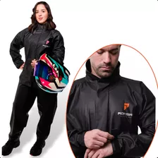 Conjunto Capa Chuva Moto Emborrachada Impermíavel Com Gola