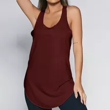 Blusa Regata Long Line Feminina Academia-cores Lisa