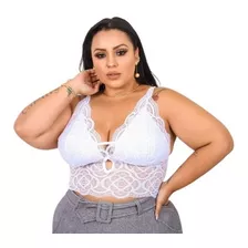 Cropped Plus Size Blusa Renda Alça X Bojo Tamanho Grande