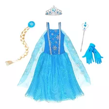 Fantasia Frozen Infantil Elsa Disney Com Trança Envio Rápido