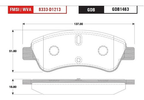 Balata Delantera Low Trw Peugeot 206 Xt 1.6 2009 Curva Foto 2