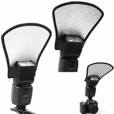 Rebatedor Refletor Para Flash Luz Leque 2 Em 1 Branco Prata