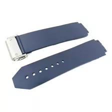 Pulseira Para Hublot Big Bang Estria Azul Fecho Prata+chave