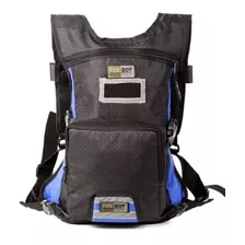 Mochila Com Compartimento Para Refil Hidratação Cor Preto E Azul Desenho Do Tecido Liso