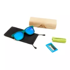 Gafas De Sol En Madera Natural Filtro Uv400 Lente Azul 