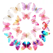 18 Pinzas Con Diseño De Mariposa, Con Brillantina, Pasador.