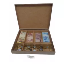 Caixa Organizadora Dinheiro Porta Cédulas Moedas Mdf