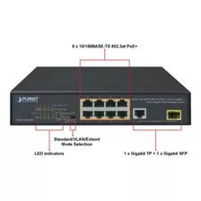 Switch Poe 8 Puertos 10/100 Mbps + 1 Puerto Uplink Planet