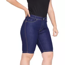 Bermuda Feminina Ciclista Jeans Lycra Ate O Joelho 